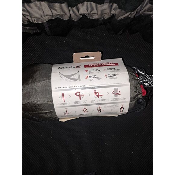 NEW Avalanche Outdoor Portable Parachute Nylon Hammock Gray-Red - Picture 6 of 7